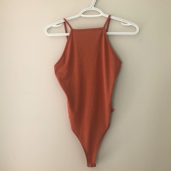 Burnt orange S/P Forever 21 button bodysuit - Picture 1 of 4